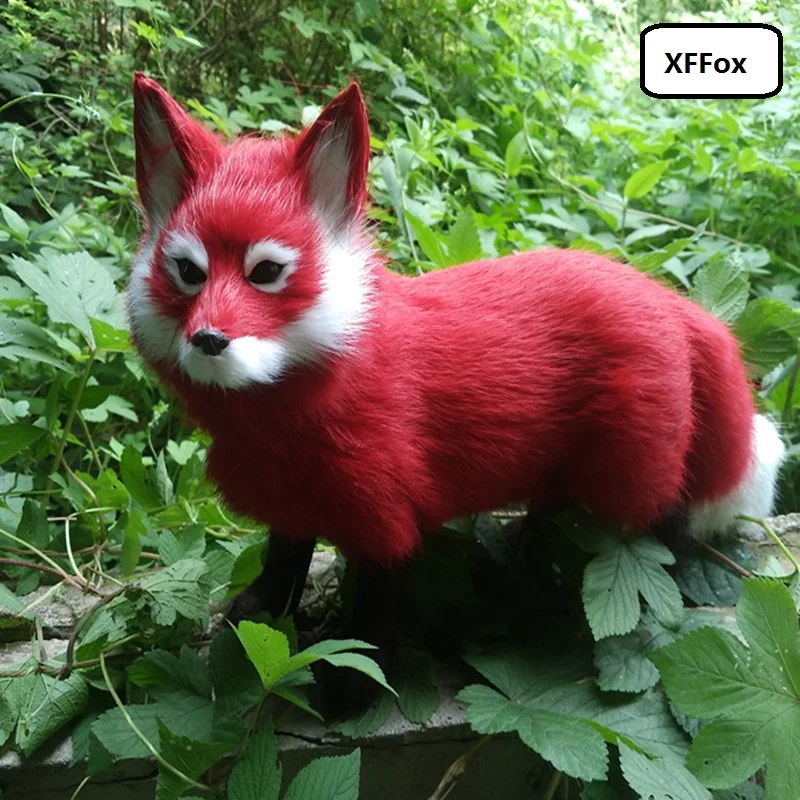 

new creative real life standing fox model plastic&furs simulation red fox doll gift about 35x23cm xf1784