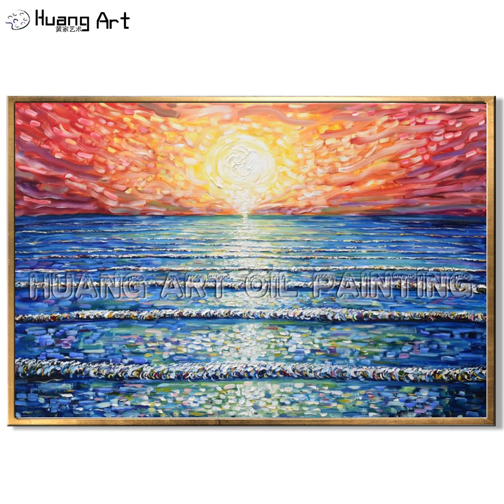 Good Skill Painter Handmade Knife Sea Landscape Oil Painting on Canvas for Room Decor Modern Sunrise Seascape Wall Painting
Good Skill Painter Handmade Knife Sea Landscape Oil Painting on Canvas for Room Decor Modern Sunrise Seascape Wall Painting