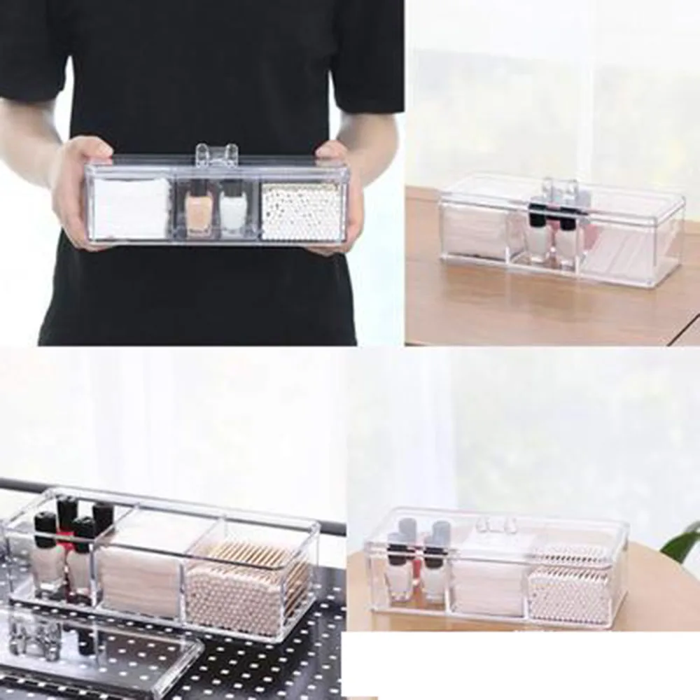

Transparent Clear Acrylic Organizer Holder Cotton Swab Box Makeup Pads Storage Box Desktop Organizer Jewelry Case for Cosmetics