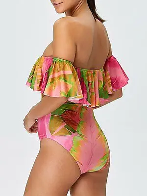 Сексуальная одежда для плавания с открытыми плечами и цветочным рисунком