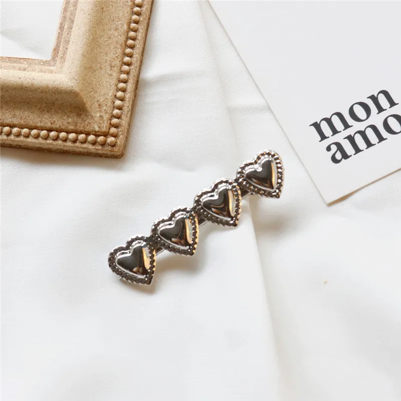 1pc Hair Clips Fashion Girls Retro Metal Gold Silver Brushed Hairgrip Leaf Heart Shape Hairpin New Arrival