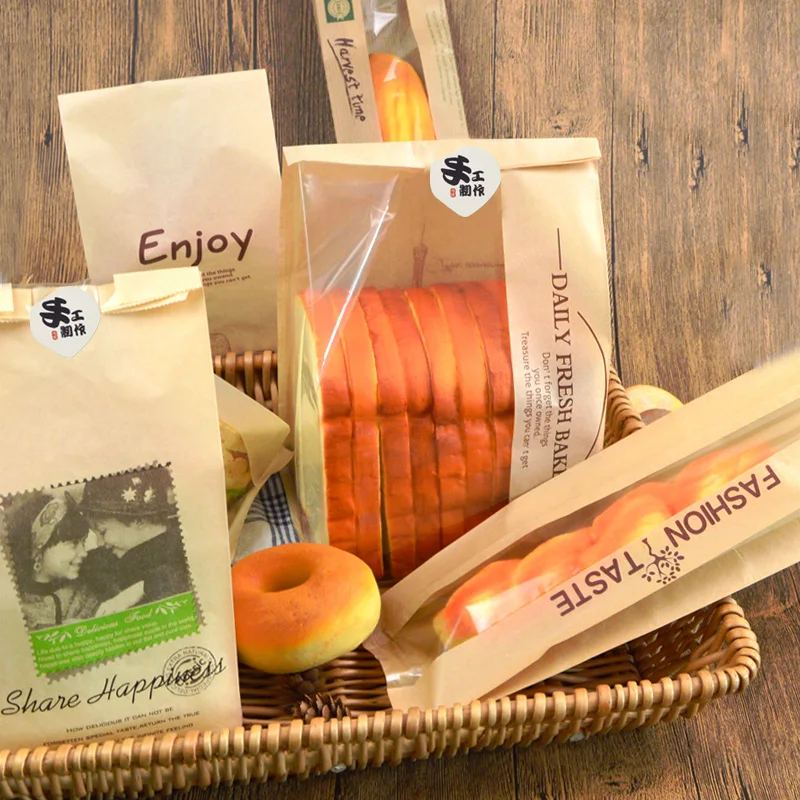 50pcs Free shipping Kraft paper bread bags Baguettes Packaging Biscuits toast bag Baking takeaway | Дом и сад