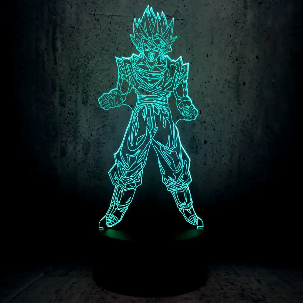 Супер Saiyan Kakarotto супер Сон Гоку Жемчуг дракона 3D настольная лампа Luminaria LED ночник