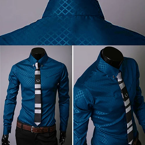 

items! Fashion Men Argyle Luxury Business Style Slim Fit Long Sleeve Casual Dress Shirt