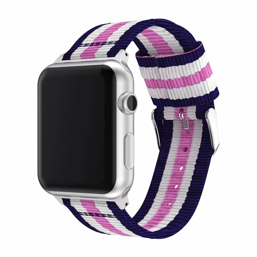 Разноцветные полосатые нейлоновые ремешки для Apple Watch band 4 5 44 мм 40 мм Браслет спортивный ремешок для IWatch серии 3 2 1 38 мм 42 мм