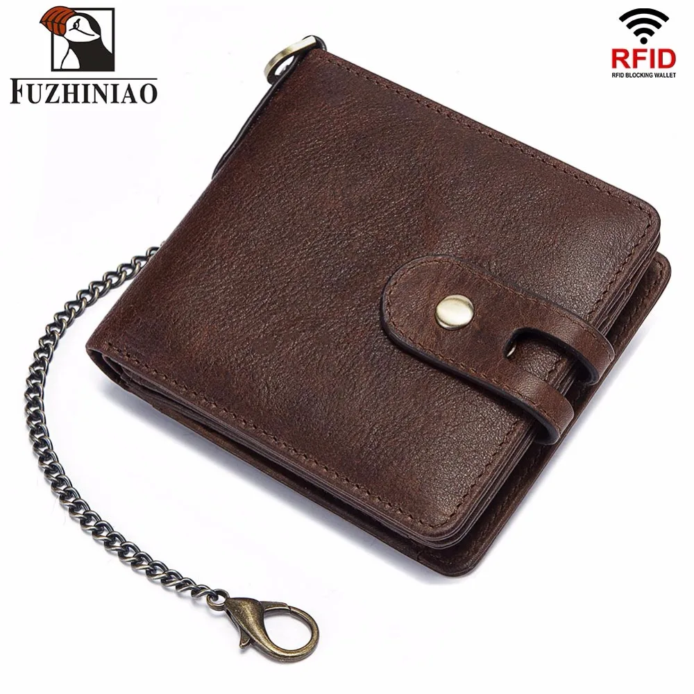 FUZHINIAO мужской кошелек из натуральной воловьей кожи RFID портфель маленький
