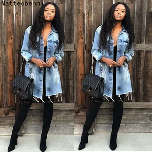 Женская джинсовая куртка с рваными дырками, модель 2020 года, джинсовая куртка-бойфренд, свободные пальто с длинным рукавом, куртка-бомбер 3XL на весну и осень