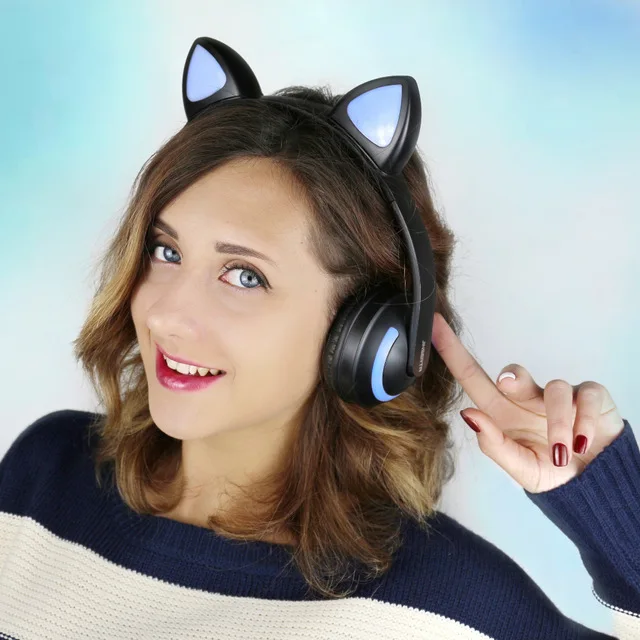 JINSERTA Cat/Rabbit/Deer/Devil наушники 7 цветов светодиодный светящиеся беспроводные Bluetooth наушники для косплея для игр
