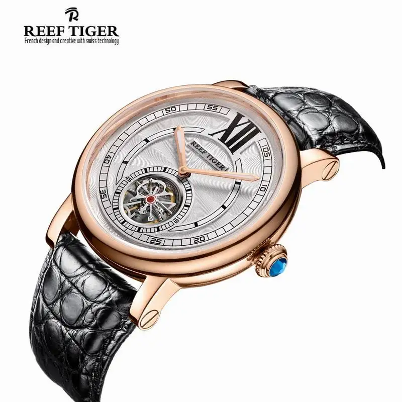 Часы Reef Tiger брендовые повседневные дизайнерские мужские автоматические с