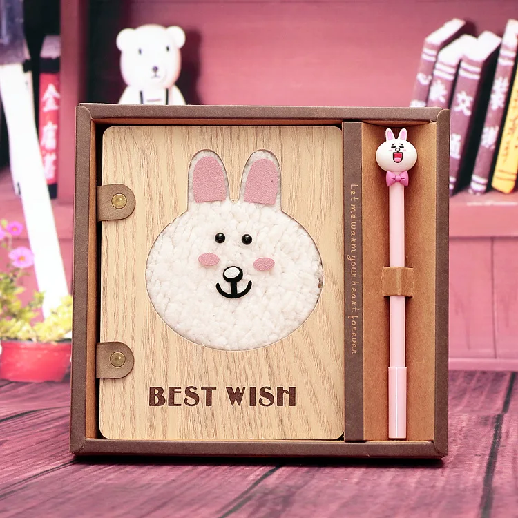012-1 Rabbit Креативный мультяшный Аниме Фигурка Хаяо Миядзаки Тоторо светодиодный светильник Деревянный блокнот дневник ручная книга подарок на день рождения - Цвет: 012-1 Rabbit