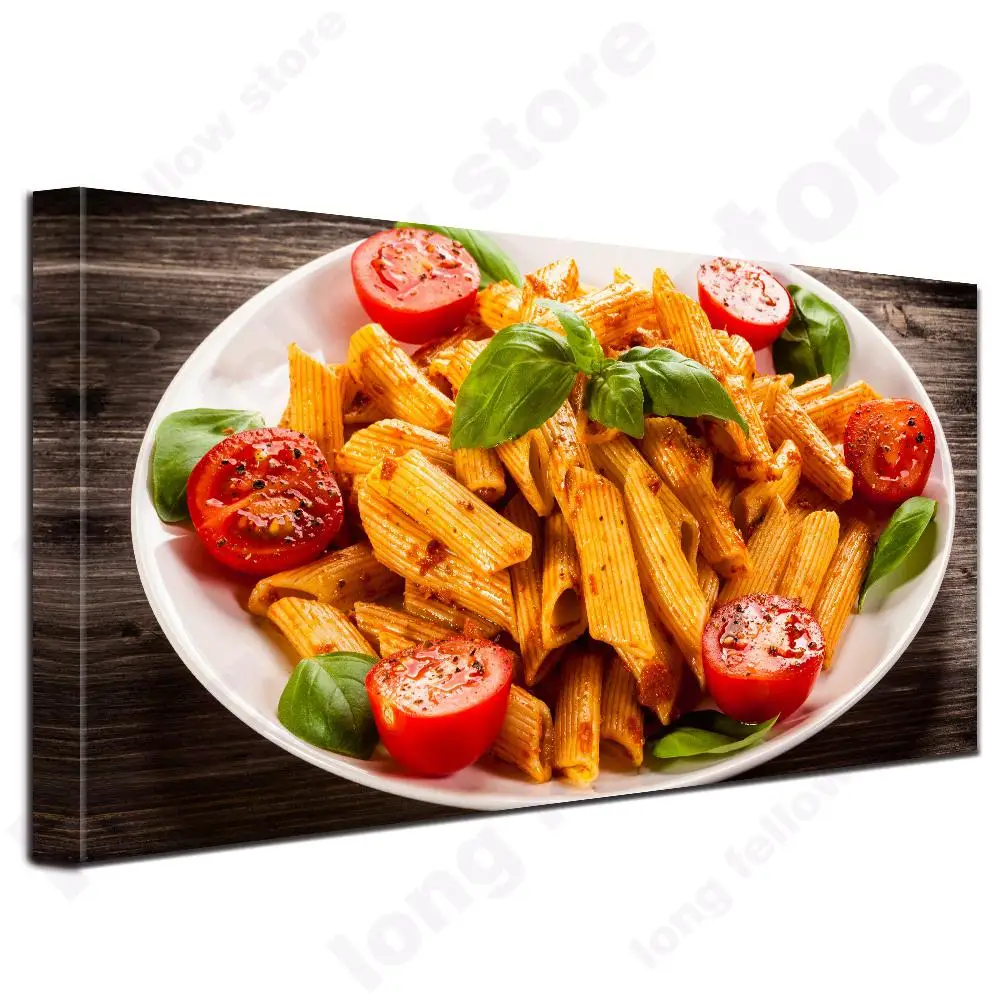 Светло-серый Рамка холст печать вкусные пасты декор для кухни свежая еда натюрморт огромная картина для ресторана магазин Настенный декор Прямая поставка - Цвет: Светло-серый