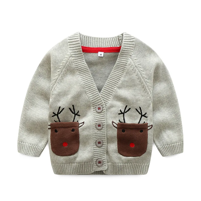 

New Spring Christmas Beer Sweater for Boy V-Neck Full Sleeve kids Cardigan Baby Boy Clothes For 18M-5Y