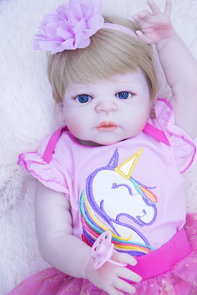 DOLLMAI 22 дюйма 55 см Bebe Reborn кукла белая кожа силиконовая девочка игрушка Baby подарок
