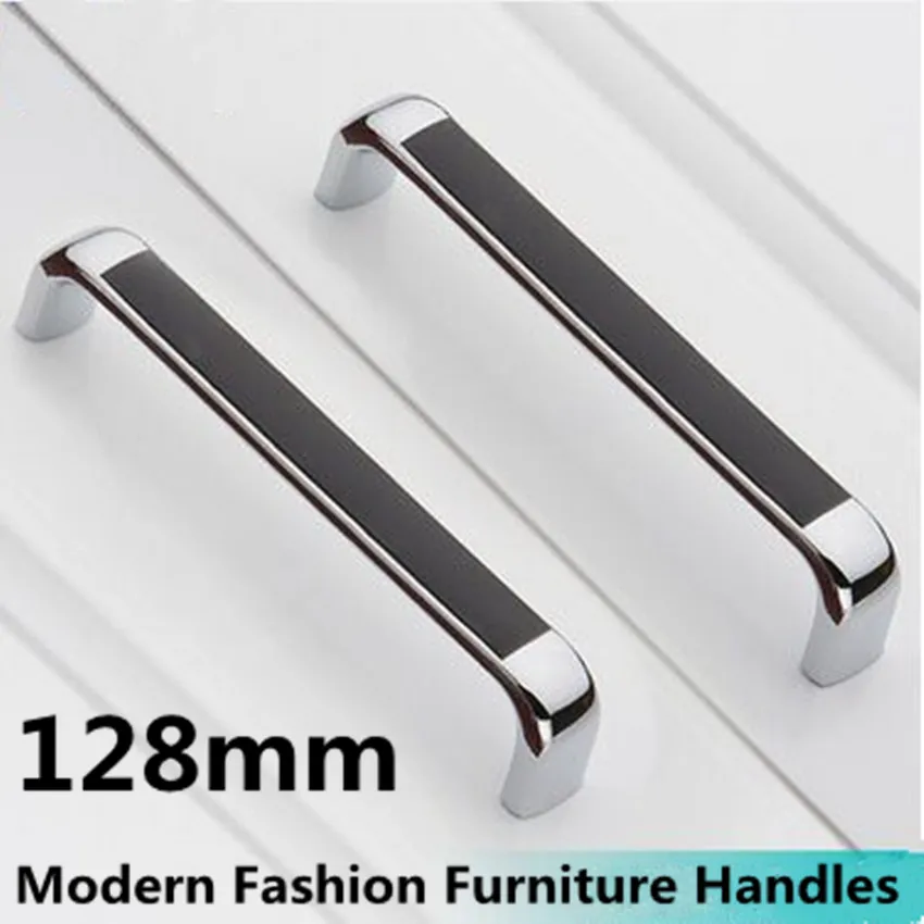 96 128 160 мм Современный Простой Модный черный шкаф дверная ручка шкафа серебристый