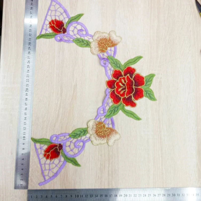 Вышивка воротник кружевная Одежда DIY нашивки Полые Цветы Кружева декольте