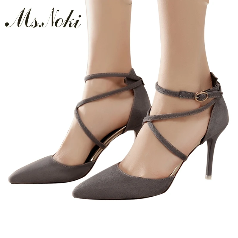 Женские туфли лодочки с перекрестной шнуровкой Ms. Noki летние на каблуке офисные