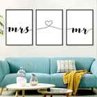 Современная картина Mrs and Mr, скандинавский Декор для дома, искусство на стену, романтический принт, минималистичный декор, картина для спальни