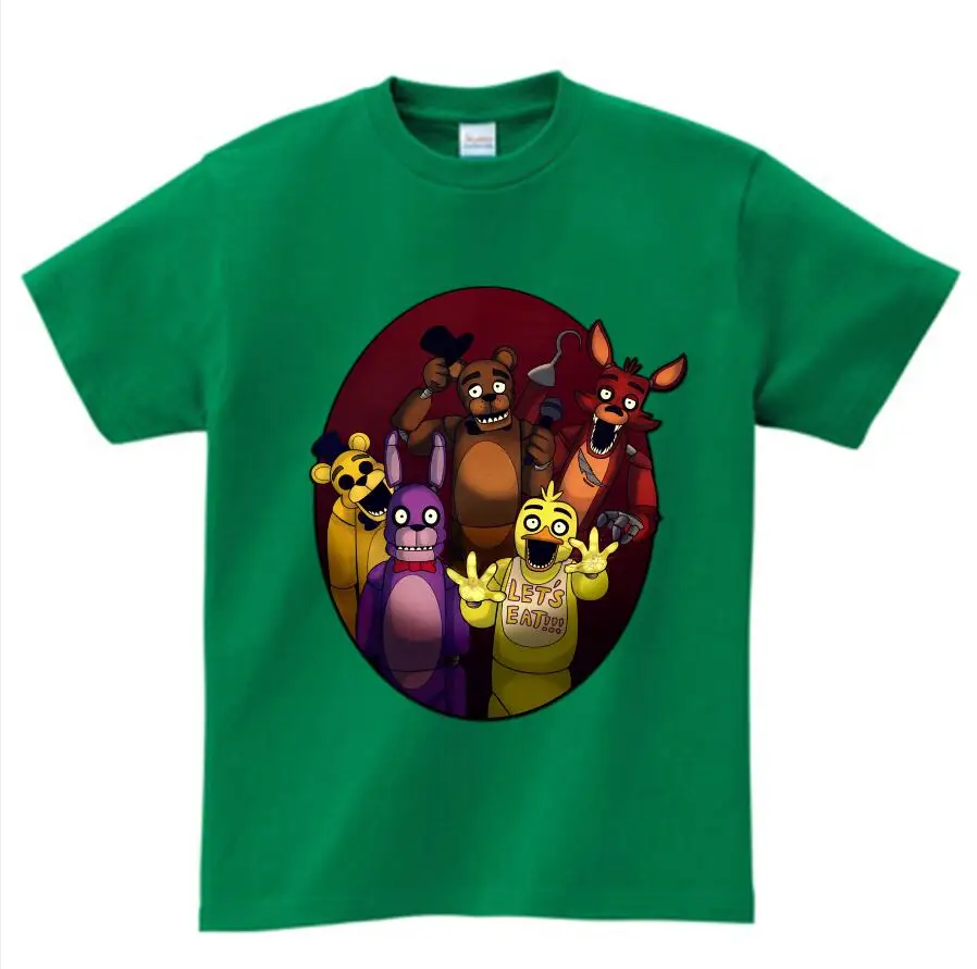 green childreT-shirt Футболка для мальчиков camisetas/летний топ с принтом «пять ночей с Фредди», Детская футболка одежда для детей футболки для мальчиков и девочек с принтом «Фредди 2», От 2 до 15 лет - Цвет: green childreT-shirt