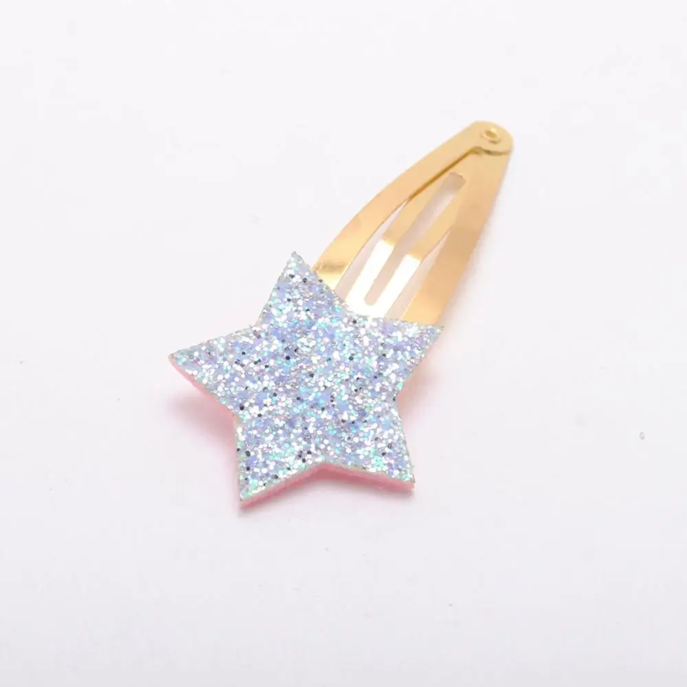 Aqua Hairclips Маленький размер, блестящая Звезда, заколки для девочек, 5 шт./лот, подарок на день рождения, аксессуары для волос для маленьких девочек, детский зажим для волос для детей - Цвет: Aqua Hairclips