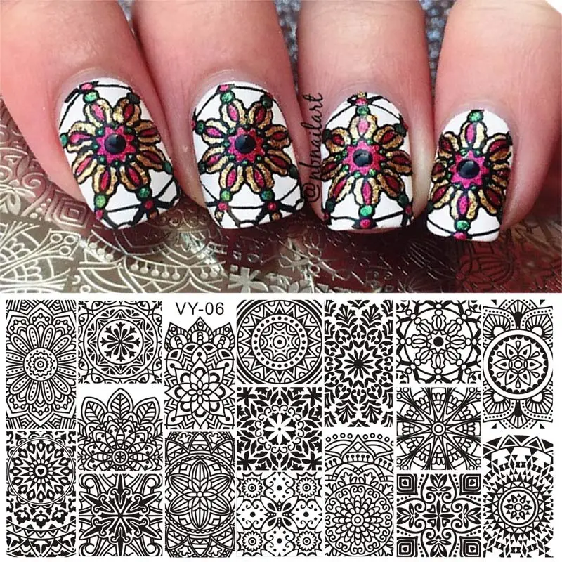 Новая серия ногтей штамповки пластины DIY изображения Konad Дизайн ногтей маникюр шаблоны трафареты салон красоты лак Инструменты - Цвет: VY06