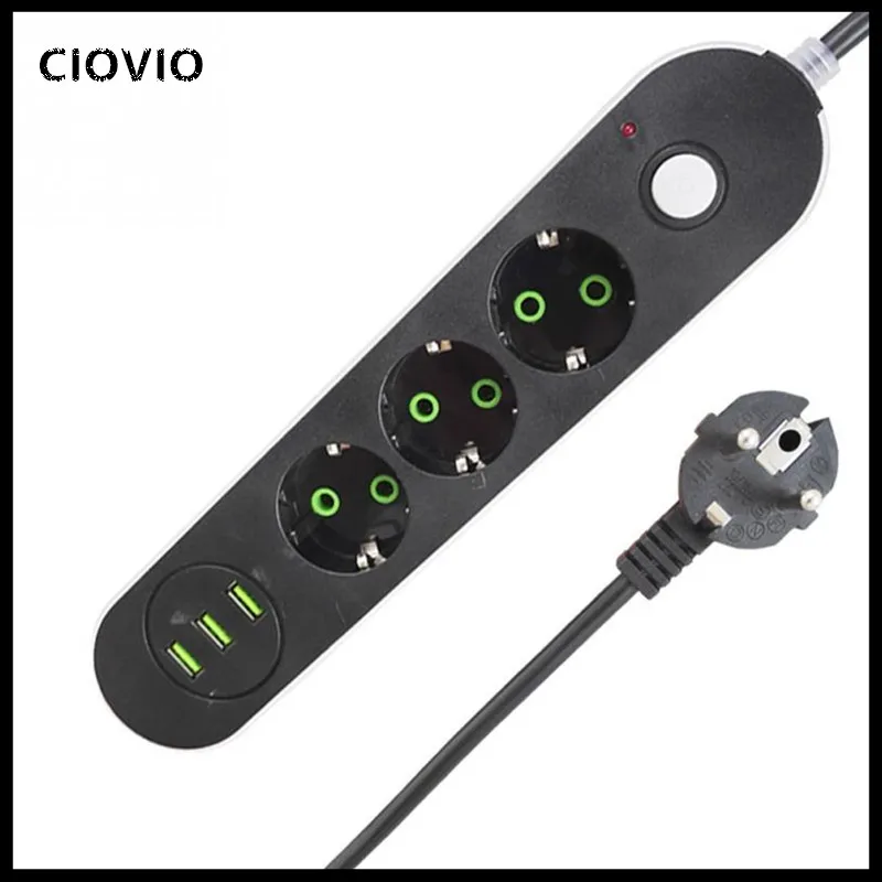 Новинка, умная USB розетка, штепсельная вилка, 3 выхода, 3 порта, USB зарядное устройство-шнур питания, настенное зарядное устройство, адаптер для телефона, дома