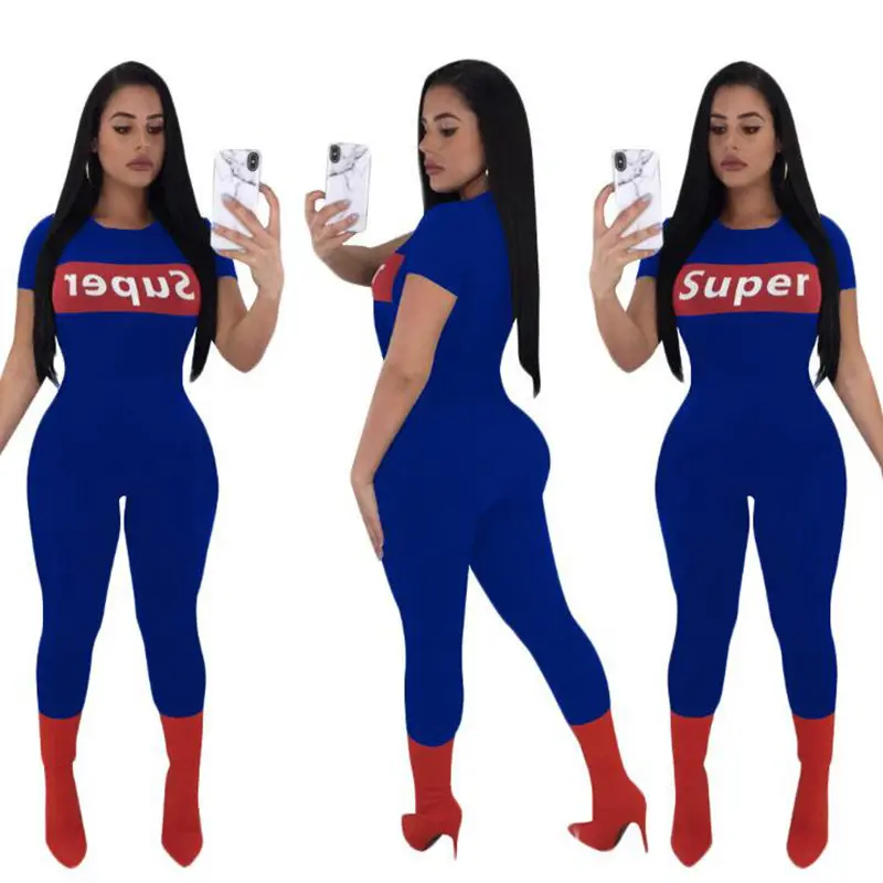 2018 Для женщин комбинезон новый модный стиль узкие Повседневное письмо боди