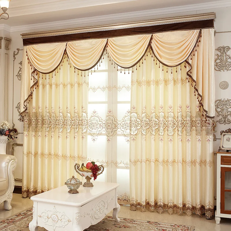 

Simple Jacquard Embroidered Polyester Cloth Curtains Tulle For living Room Bedroom Kitchen Curtains Valance Drapes Home Decor