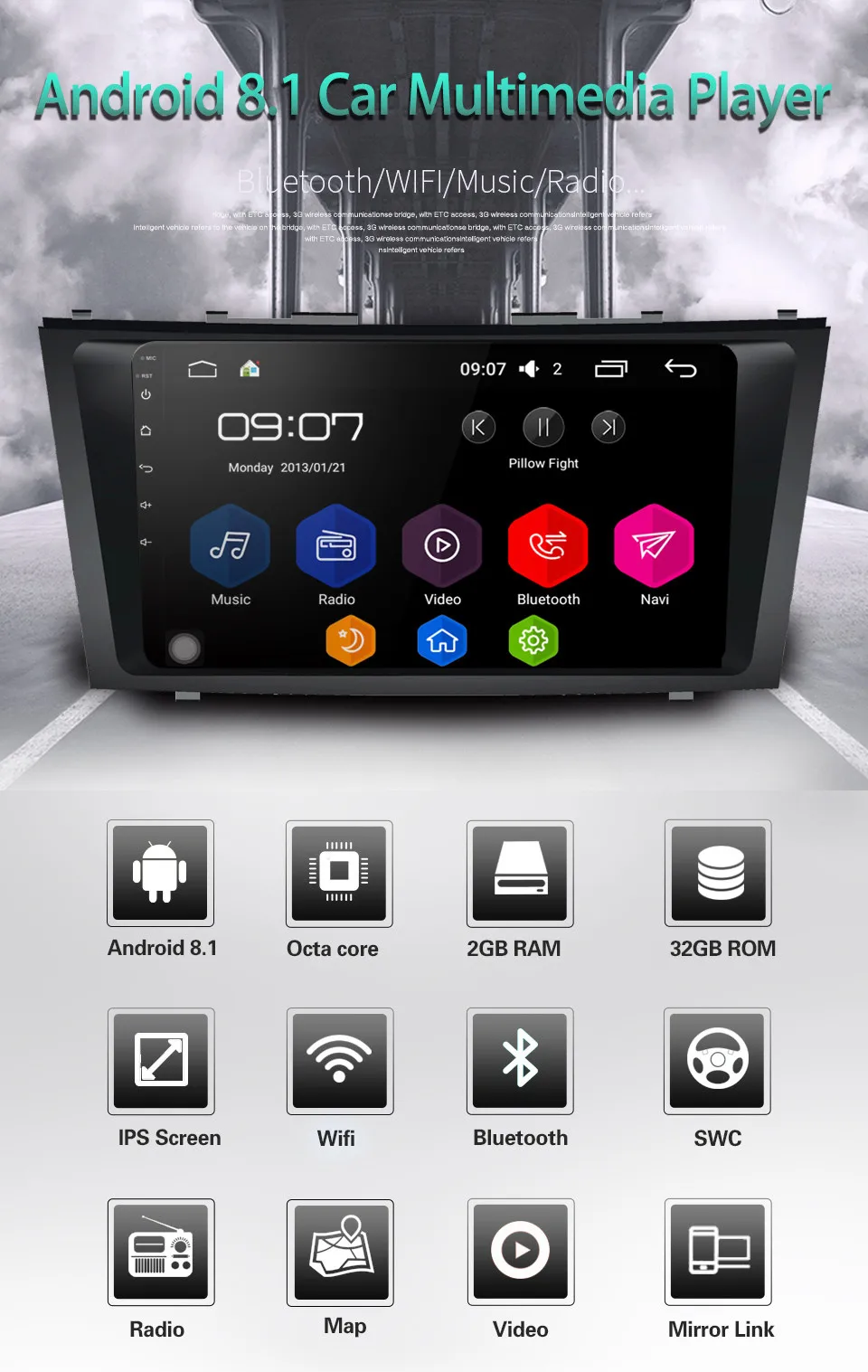 10," ips wifi Android 8,1 Восьмиядерный 2 Гб ОЗУ 32 Гб BT автомобильный DVD мультимедийный плеер стерео для джипа компаса патриота 2007