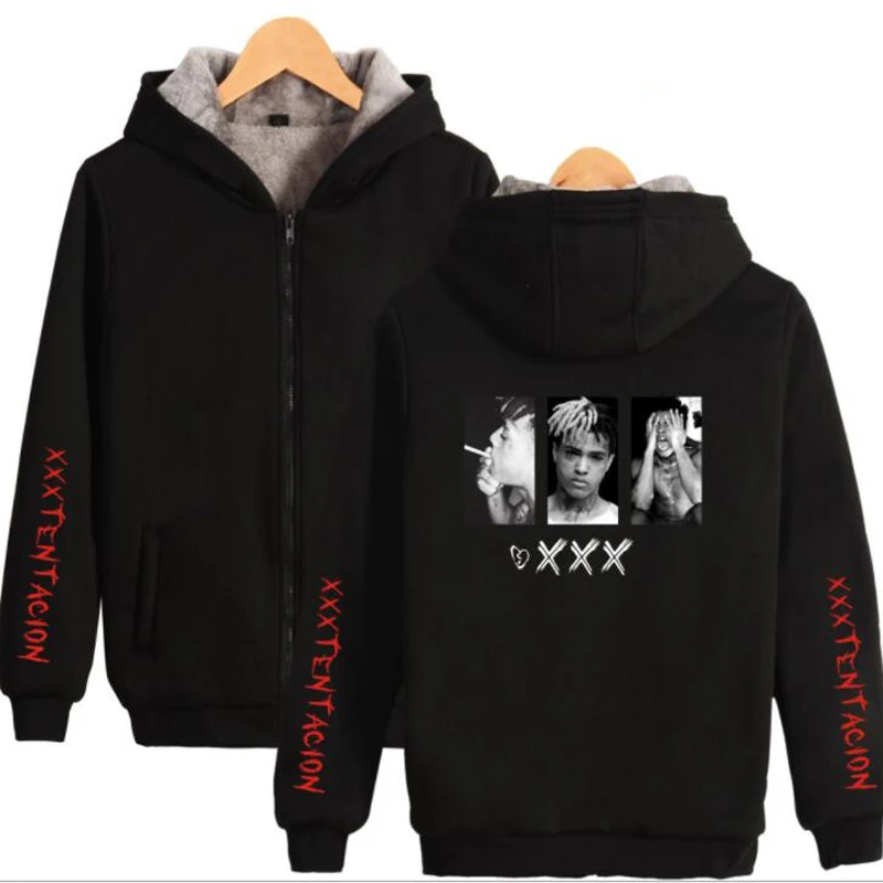 Мужская куртка бомбер 2018 R.I.P xxxtentacion толстовка с капюшоном зимнее плотное теплое
