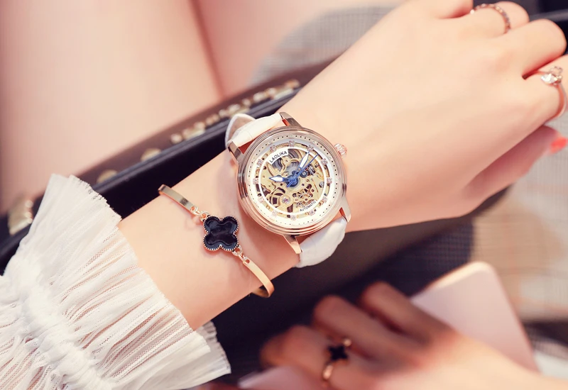 Женские часы, автоматические механические часы, женские Tourbillon часы, Reloj Mujer, часы со скелетом, Лидирующий бренд, наручные часы, Relogio Feminino