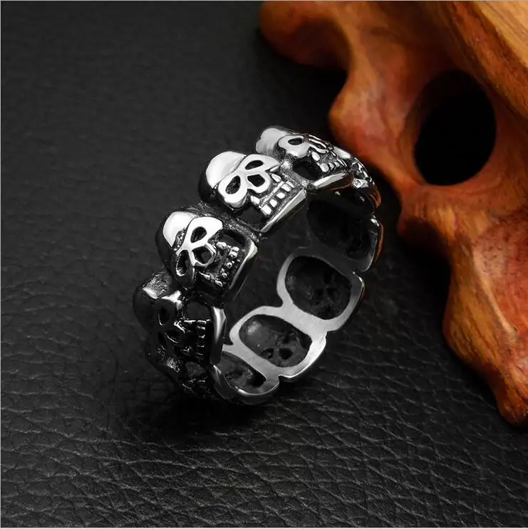$7.25 Titanium Стали Черепа/Скелет Серебряный Мужчины Палец Кольцо Пары Обручальные