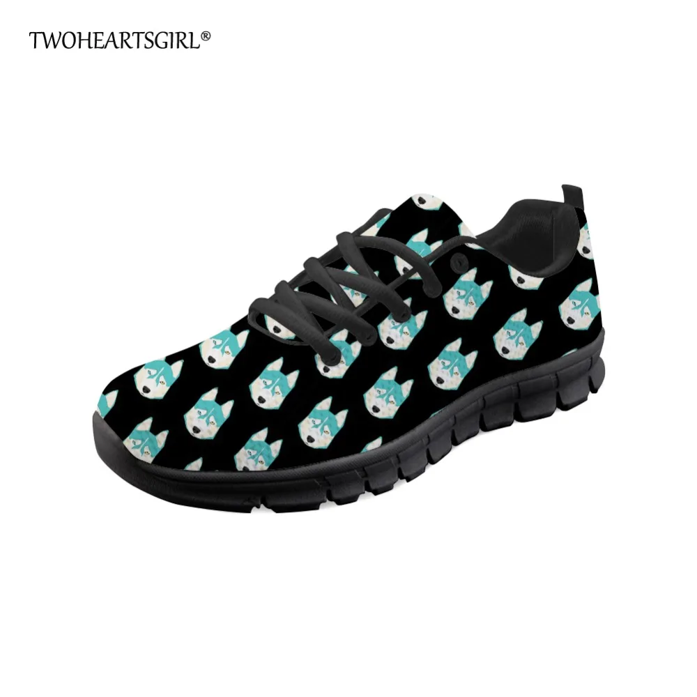 

Twoheartsgirl Cool Animal Husky Print Mesh Shoes for Men Breathable Male Mesh Vulcanized Shoes Lace Up Sneakers Walking Shoes