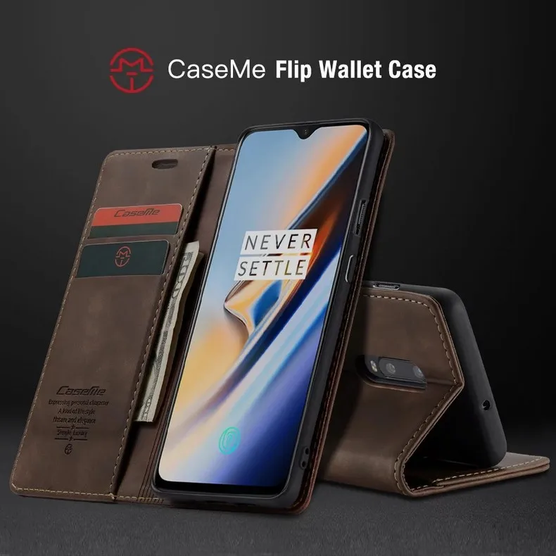 Ретро Магнитный чехол для Oneplus 7 Pro кожаный кошелек чехол с карманом для карт 360 Полный корпус защитный для One plus 7 флип-чехол