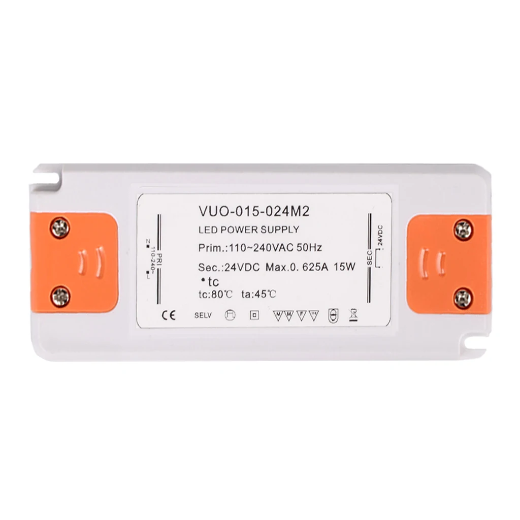 [1 упаковка] 15W 630MA DC 24V Ультра-тонкий светодиодный источник питания трансформатор