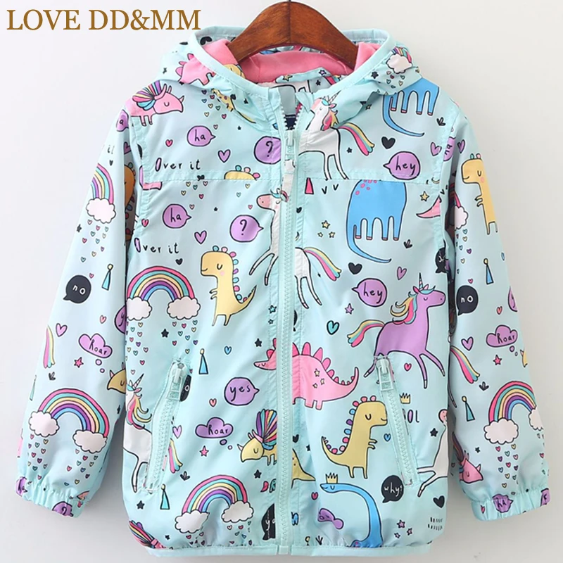 LOVE DD& MM/пальто для девочек; Новинка года; детская повседневная куртка на молнии с капюшоном и рисунком динозавра для девочек