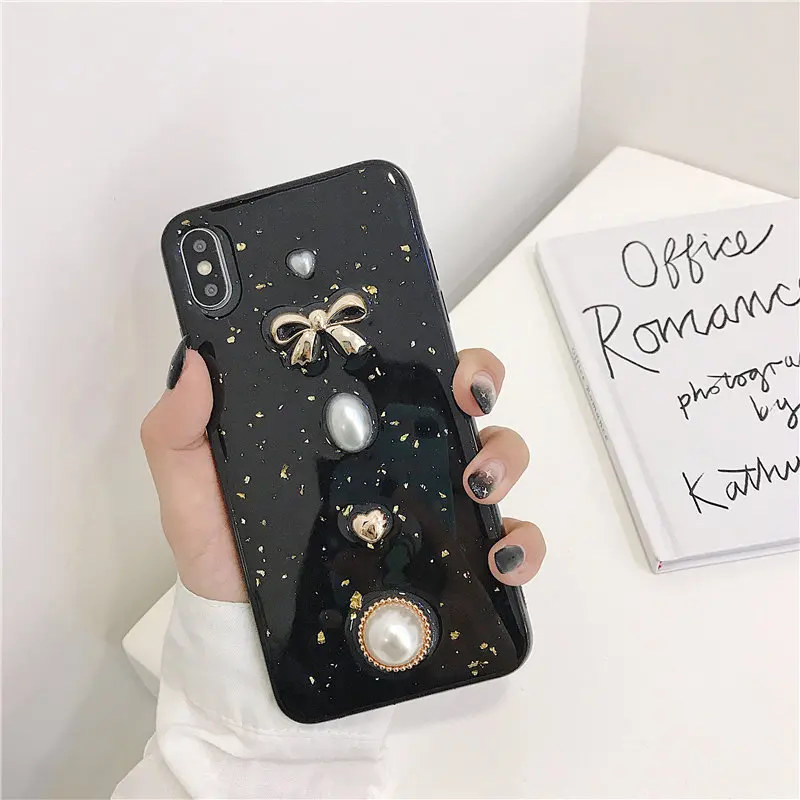 3D стерео жемчужный чехол на телефон с завязкой бантиком для iPhone XR XS Max X Coque 8 7 6 S Plus
