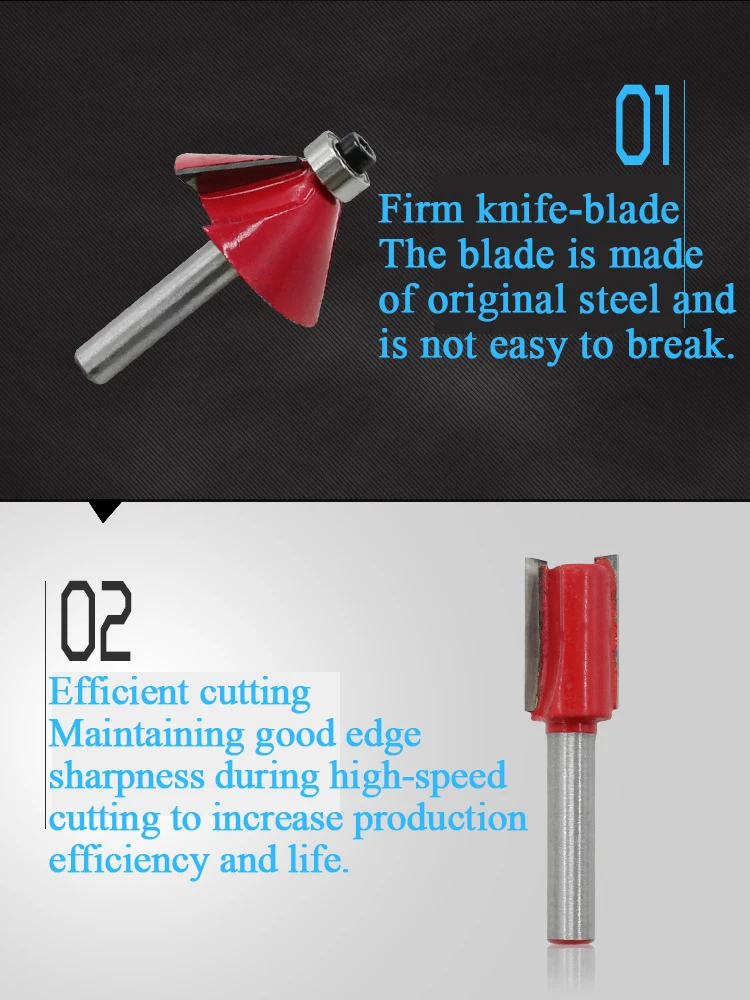 15pcs 1/4 Woodworking Milling Cutter Set of Trimming Machine Tool Milling Cutter Router bit set Shank Tungsten Carbide 6.35mm