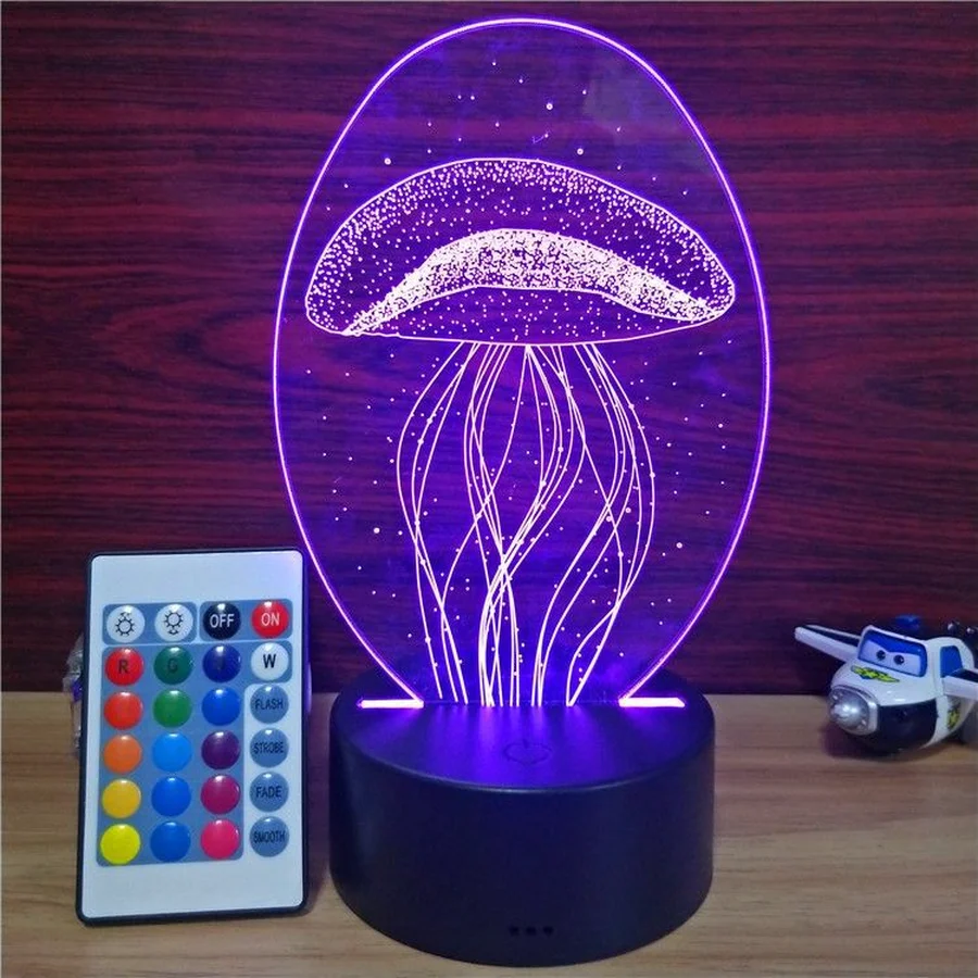 Новинка 3D Медузы светодиодный настольная лампа USB сенсорный экран корзина для