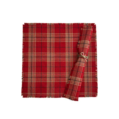 Scotland with fringe Шотландский красный буйвол Клетчатая Ткань Свадебный чай полотенца место коврик салфетки 45x45 см 1 шт рождественские украшения для дома - Цвет: Scotland with fringe
