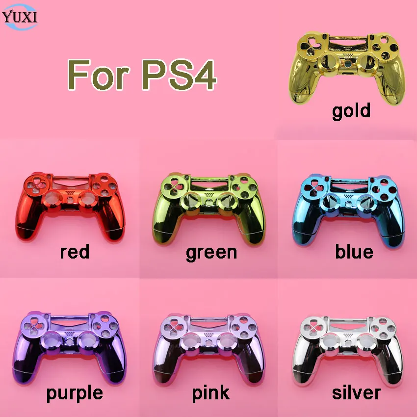 

YuXi Chrome Case Front back / Upper Lower Cover Housing Shell for Sony PS4 DualShock 4 Controller Gamepad. JDM-001 Old Version