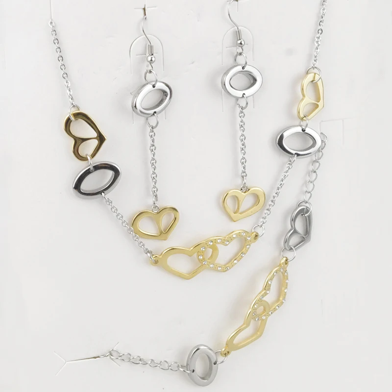 Аксессуары набор ювелирных изделий для женщин и девушек с двойным сердцем