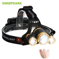 sweepdark led headlamp zoomable 15000lm t6 head flashlight torch sensor rechargeable head light forehead lamp fishing headlight
