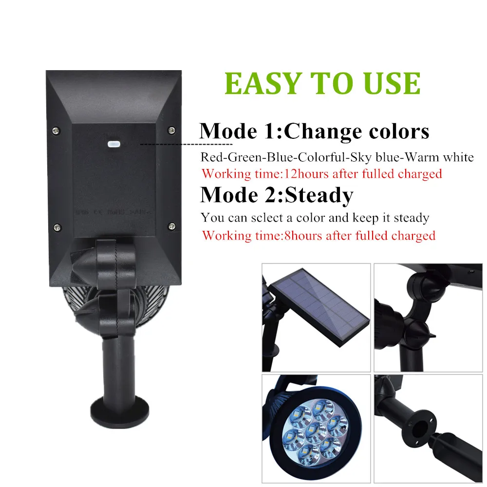 Садовый светильник на солнечных батареях 7 Светодиодный точечный лужайки цветов