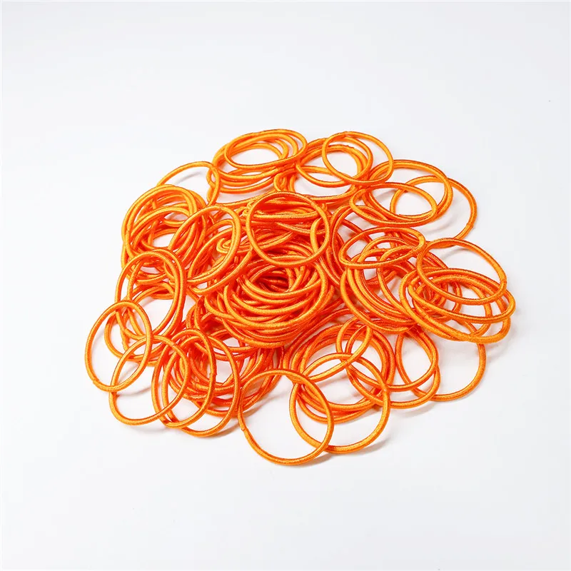Orange 100 шт. карамельных цветов нейлоновые резинки 3 см детские безопасные эластичные ленты для волос Детские конский хвост держатель аксессуары для волос для девочек Новинка - Цвет: Orange