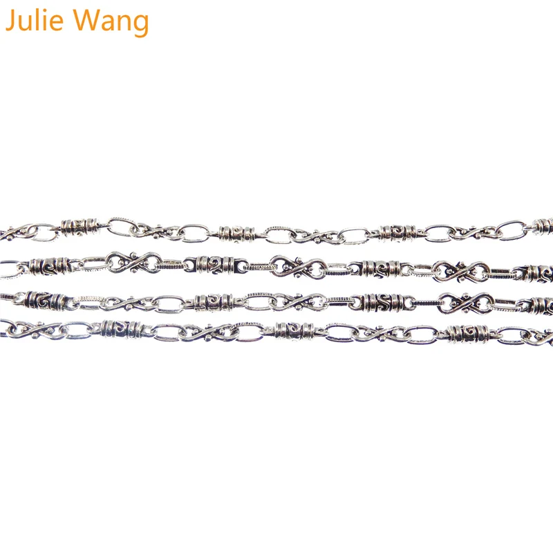 Julie Wang 1 метр 1 много Старинного Серебра стиль тон цинковый сплав Изготовление ювелирных изделий ожерелье цепь 10*5 мм ручной работы ремесла 30132