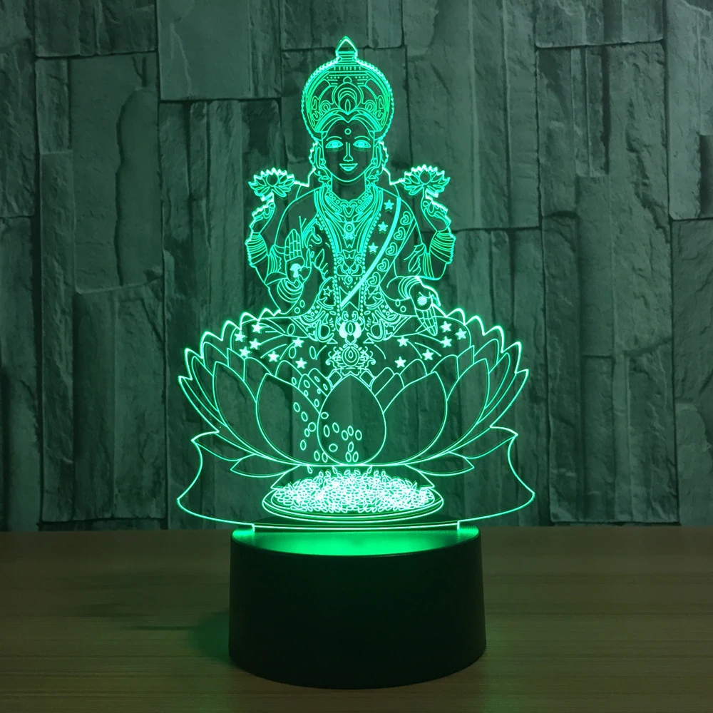 3D лампа Lakshmi с изменением цвета ночник светодиодный визуальный светильник богини