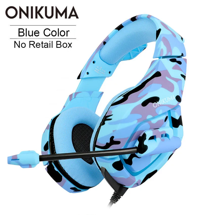 ONIKUMA K1 PS4 игровая гарнитура casque Проводные ПК стерео наушники с гарнитурой с микрофоном для нового Xbox One/ноутбука планшета геймера - Цвет: Blue No Retail Box