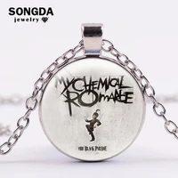 songda hot hip hop punk my chemical romance chain necklace handmade glass gem photo necklaces pendants for rock band music lover