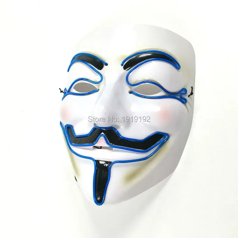 Мигающая Маска Вендетта на Хэллоуин 1 шт. светящаяся маска el wire светодиодный