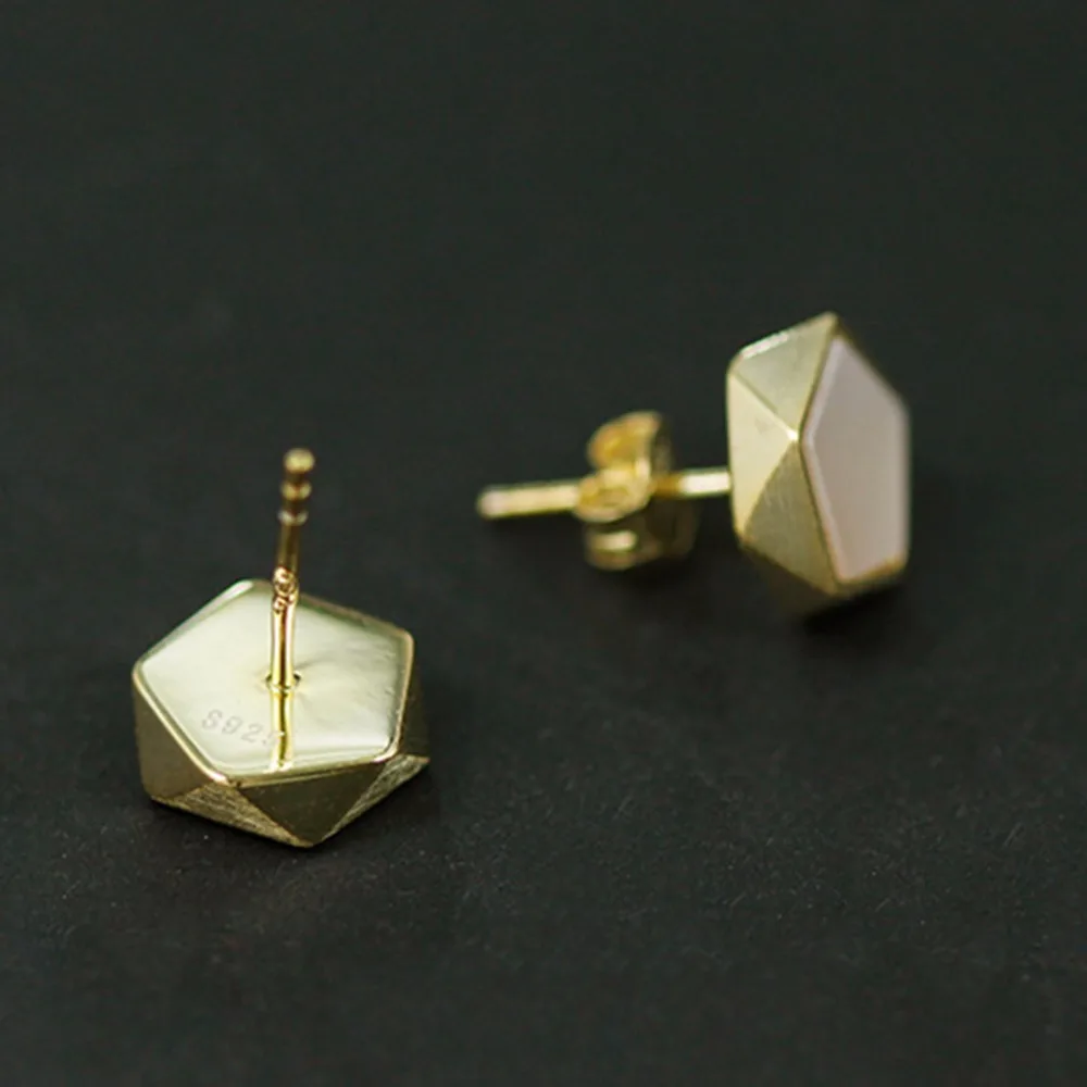 Lotus Fun Moment Real 925 Sterling Silver Creative North European Style Geometric Angles Fashion Jewelry Stud Earrings for Women | Украшения